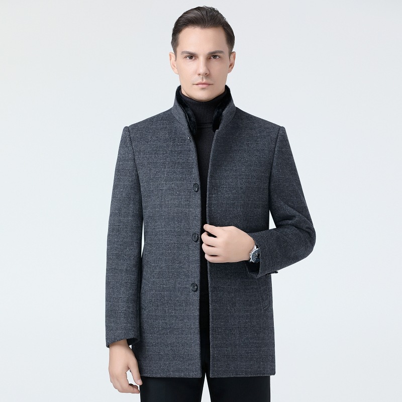 Men's wool coat, mid-length business style, high-end classic double-faced cashmere overcoat, same style as those in department stores.