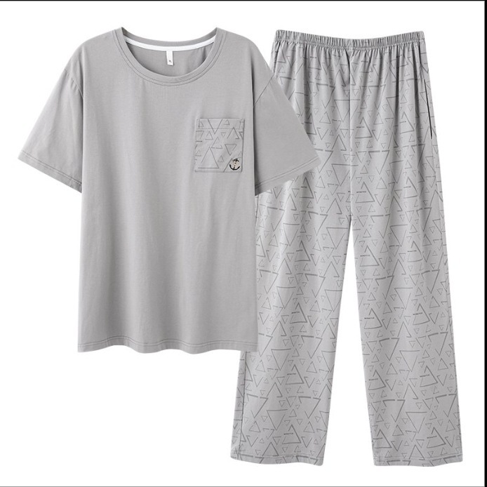 綿100%の男性用パジャマ、夏用の薄手の半袖ズボン、高級スーツ、屋外で着用できる男性用の綿のホーム服|undefined