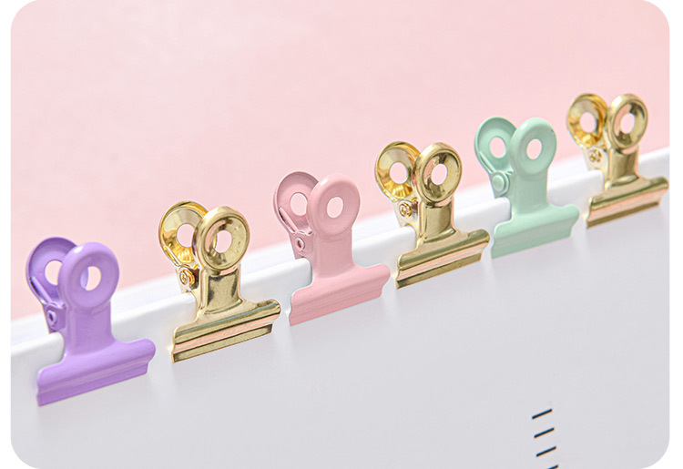 Macaron Color Bronzing Creative Pushpin Paper Clip Long Tail Clip Stationery Set display picture 1