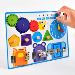 Clock busy board, lock busy green board, open door gears, caterpillar shape, color matching, preschool early education, hands-on learning