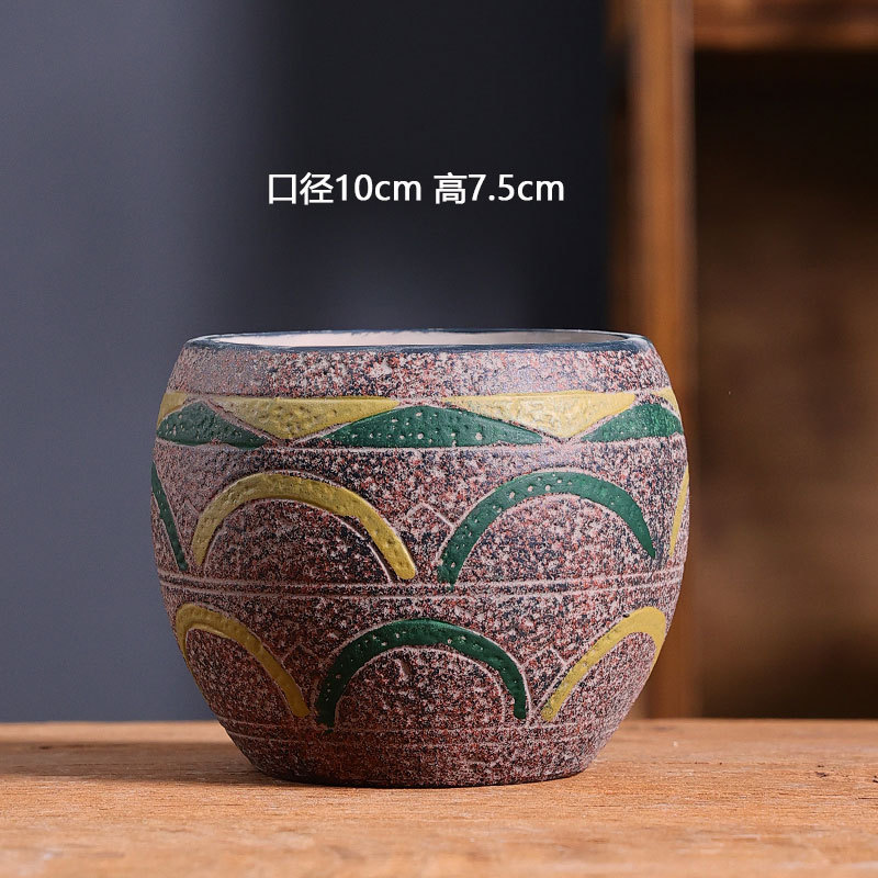 No.17 mediano mar Mediterráneo fábrica de maceta de carne directa cerámica de carne retrógrada cerámica roja especial maceta al por mayor