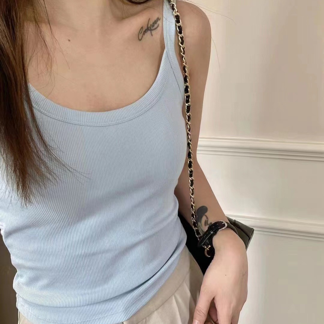 Ropa interior de camisola de verano con almohadilla en el pecho algodón roscado de las mujeres cómodo transpirable todo partido SLIM-Fit adelgazar ropa superior de fondo