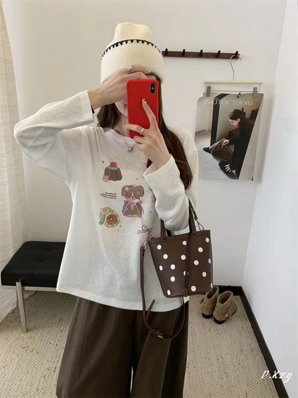 013秋季2025新款慵懒风松弛感宽松上衣早秋薄棉长袖打底衫女士T恤|undefined