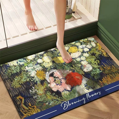 Oil Painting Floor Mat, Door Mat, Avtomobil döşəmə paspasları - diatom-mud-oil-painting-rectangular-door-mat-09-4060cm