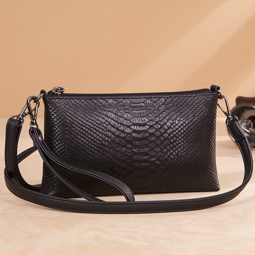 Genuine leather crossbody bag for women 2024 new fashion crocodile pattern cowhide shoulder bag versatile simple clutch bag small bag