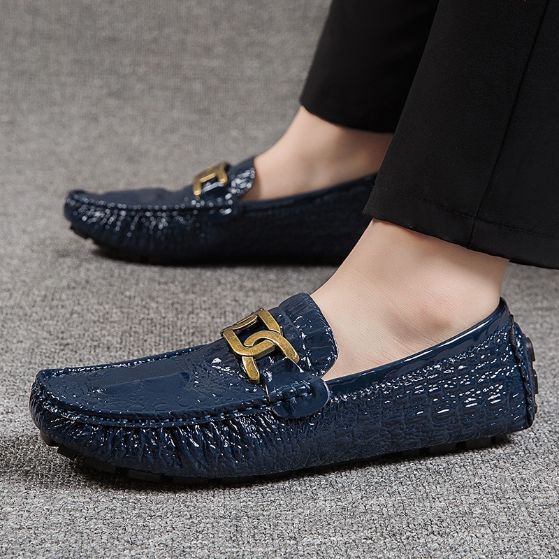 P Sko Herre S Krokodillemønster Ungdom Trendy lakkskinn skinnende overflate Kjøring lat Uformell_voghion.com