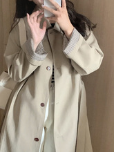 大码胖妹妹风衣外套女2025秋冬新款英伦风中长款系带收腰过膝大衣