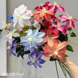仿真花铁线莲莫奈花园油画风家居花束婚礼绢花婚庆插花排花批发
