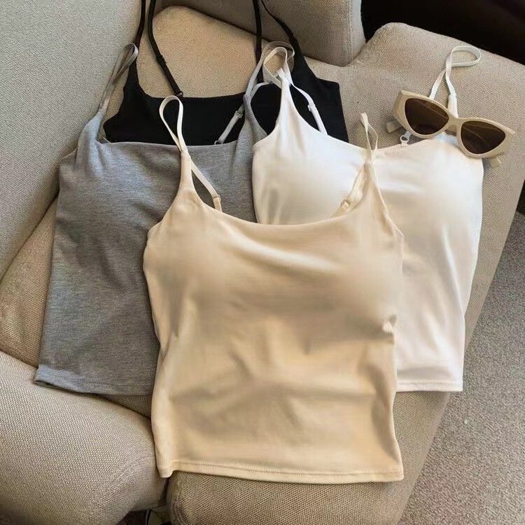 2024 Hot New Style Sewing Cotton Sling Women's Fixed One-piece Cup Wear-free Chest Pad Adjustable Shoulder Strap All-match Vest 2024 Hot New Style Sewing Cotton Sling Women's Fixed One-piece Cup Wear-free Chest Pad Adjustable Shoulder Strap All-match Vest