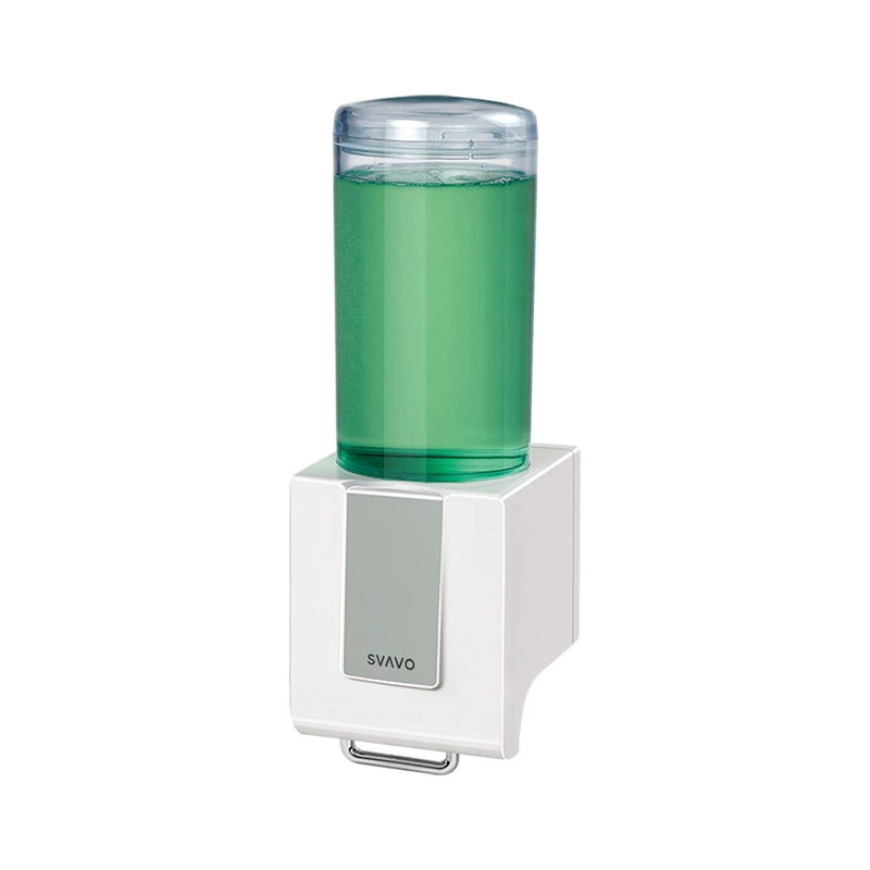 Manually press the soapromer kitchen bathroom handwashing table single double head double -headed holes -free wall -mounted transparent plastic bottle