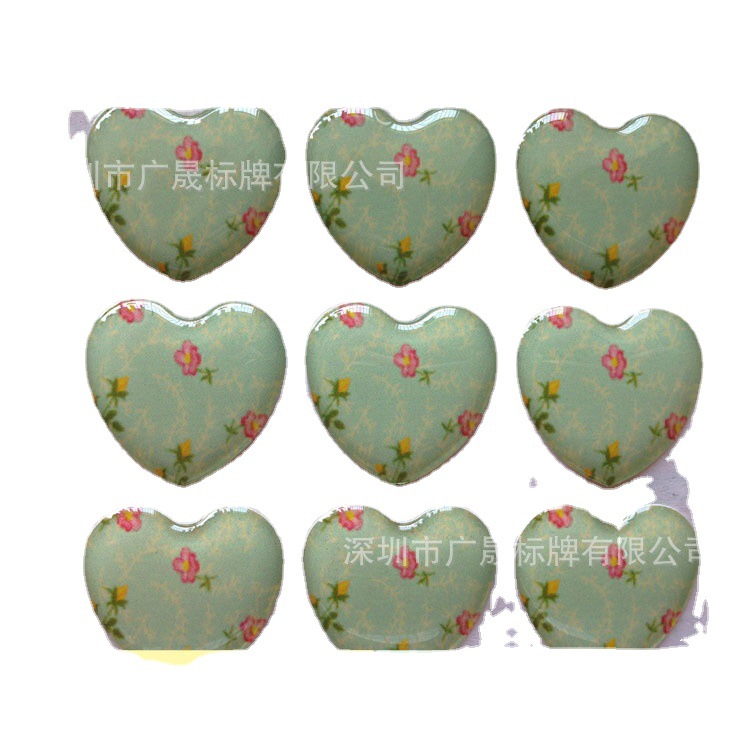 水晶滴塑滴胶签 金属心形壳件凹槽贴商标不干胶灭蚊器器贴纸 深圳