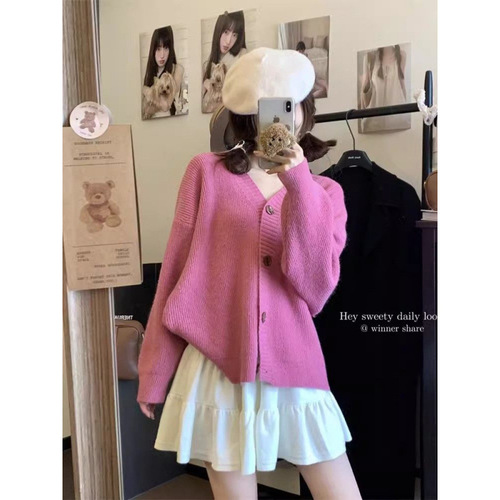 Lady's High-Waisted A-Line Pleated Skirt, Stylish and Versatile, Slimming and Youthful, Knit Solid Color Semi-Body Short Skirt for Autumn and Winter