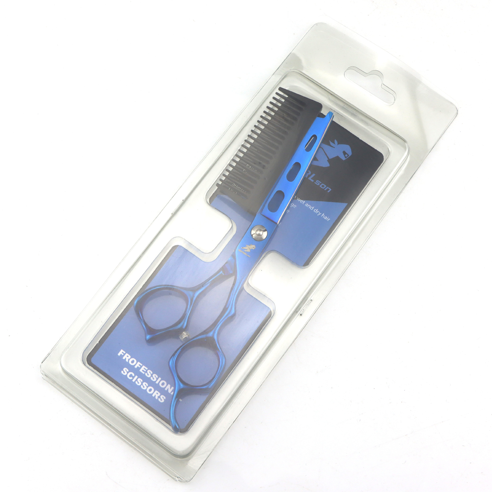 6.0inch Colorful Comb Personalized Hairdressing Haircut Flat Bangs Scissors With Packaging_voghion.com