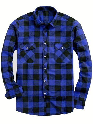 Hot-selling Western code men's fashionable casual flannel grid shirt four-season shirt