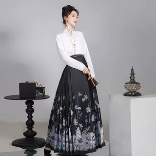 定制链接步步升花织银螺钿马面裙套装新中式汉服女春夏日常通勤
