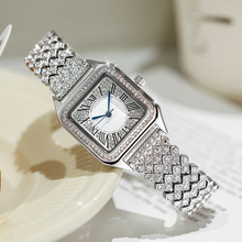 轻奢满天星小方手表小众潮流镶钻钢带女表表新款时尚满钻女士手表