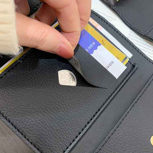 New Korean printed canvas short card holder coin purse women's compact folding buckle multi-card slot accordion card holder