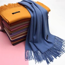 纯色仿羊绒保暖女围巾单色围脖披肩冬季年会礼品红围巾女一件代发