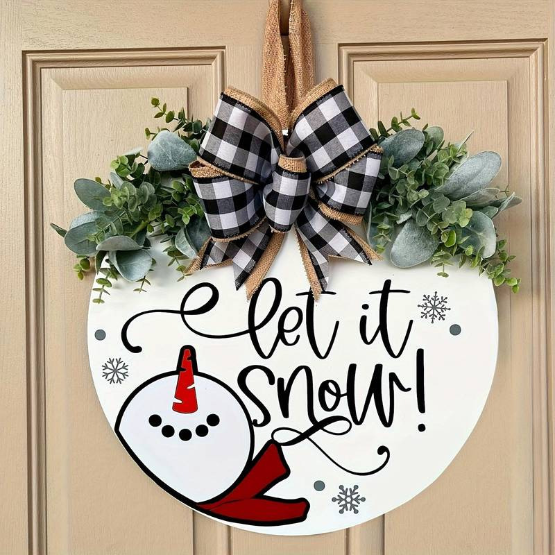 Novo produto, deixe nevar. Artesanato em madeira, porta pendurada, decoração de casa_voghion.com