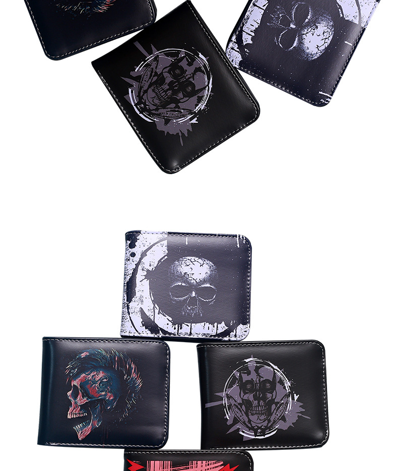 Men's Skull PVC Open Small Wallets display picture 18