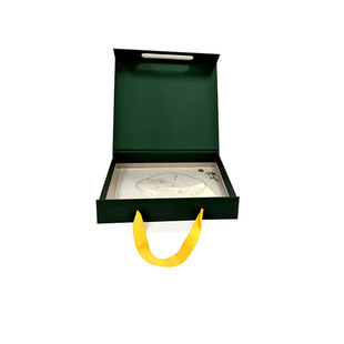 Custom Magnetic Suction Gift Packaging Box Promotional Oem Wholesale Turquoise Green Silk Magnetic Gift Box with Hand Ribbon