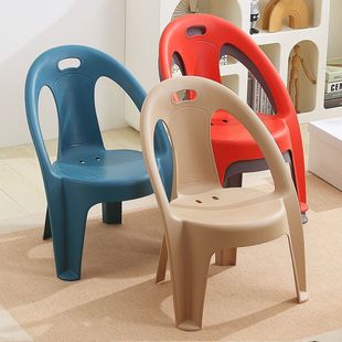 Plastic backrest chair thickened adult armchair coffee table short stool bathroom non-slip bath stool children study chair