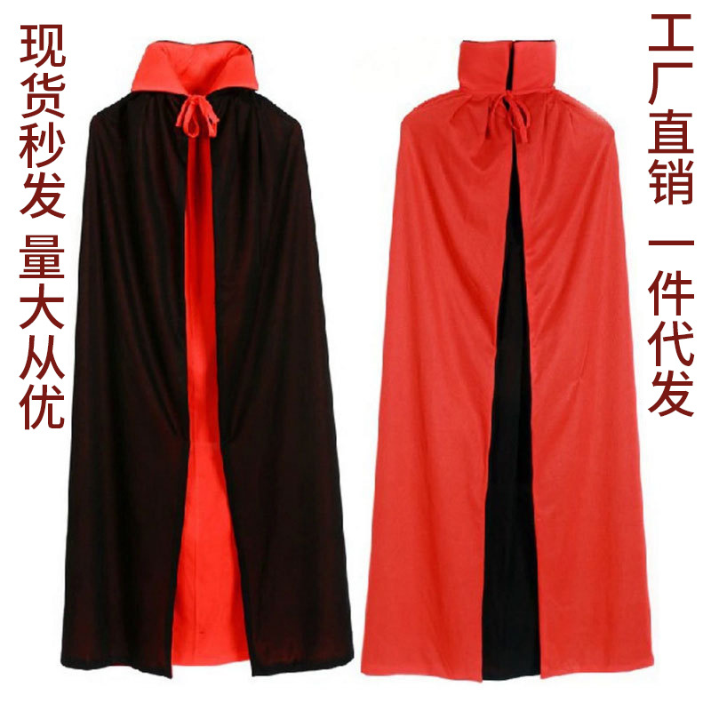 Halloween Costume Cosplay Death Vampire Black And Red Cloak Adult Party Christmas Children's Cloak Cloak