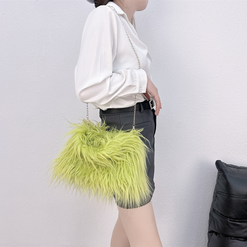 Women's Medium All Seasons Imitation Fur Solid Color Basic Square String Handbag display picture 3