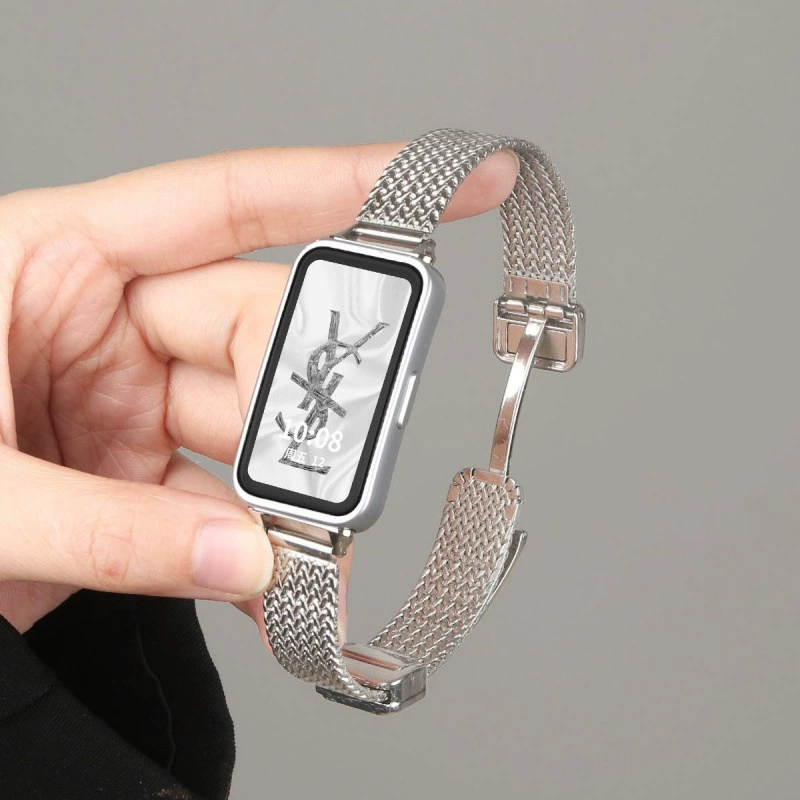 Подходящий для ремешка Redmi Band 3 летом новый серебристый высококлассный ушко пшеницы магнитный браслет для запястья Redmi Band 3 металлический 2