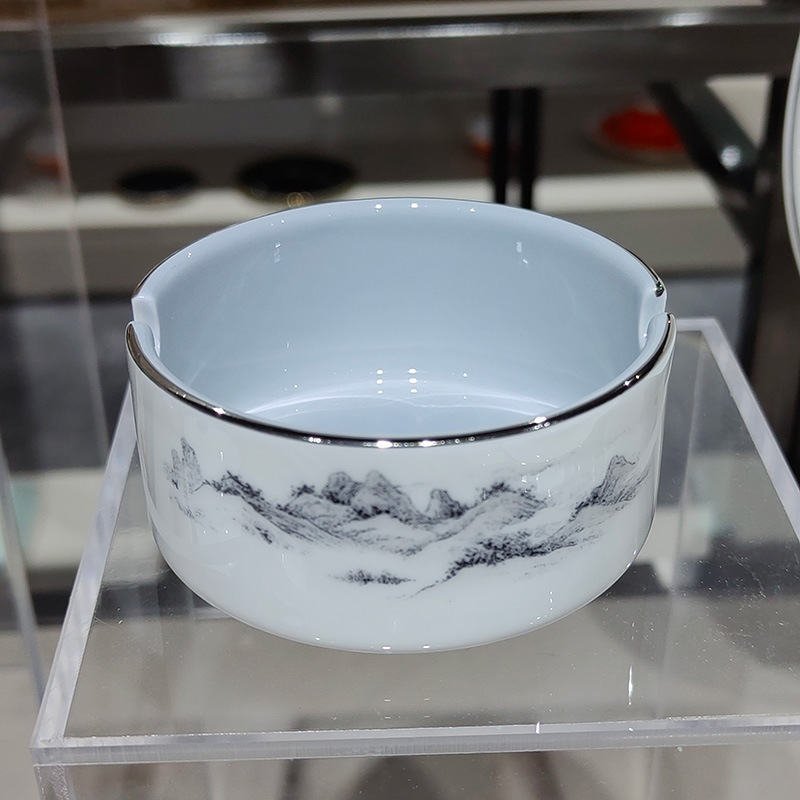 ホテルクラブ向け高級ボーンチャイナ食器セット、色釉金縁銀光山水模様、新中式宴会場テーブル装飾、直送|undefined