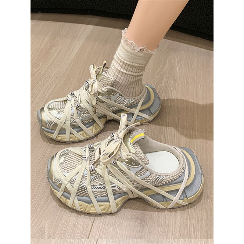 Soft Leather Thick-Soled Dad Shoes for Women, Half-Slipper Style, 2026 Autumn New Retro Versatile Height-Increasing Lightweight Casual Sneakers