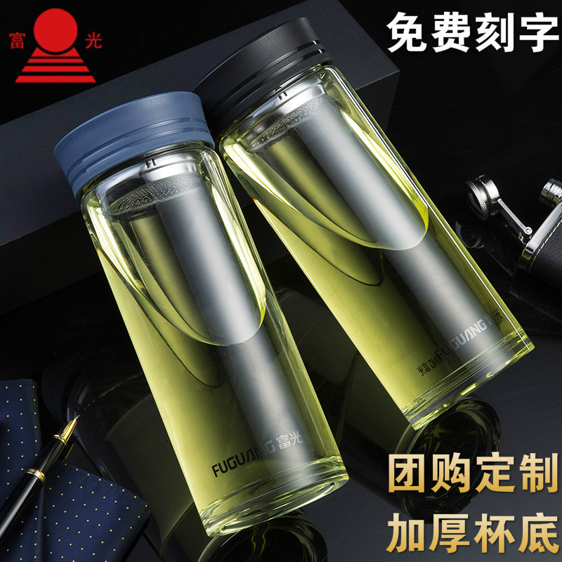 Fuguang G1613 Large Capacity Single Layer Glass Gift Printed Glass Double Layer Glass Cup Printed LOGO
