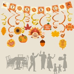 Cross-border Amazon Thanksgiving Party Supplies Spiral Chandelier Autumn Thanksgiving Gathering Theme Banner Decoration