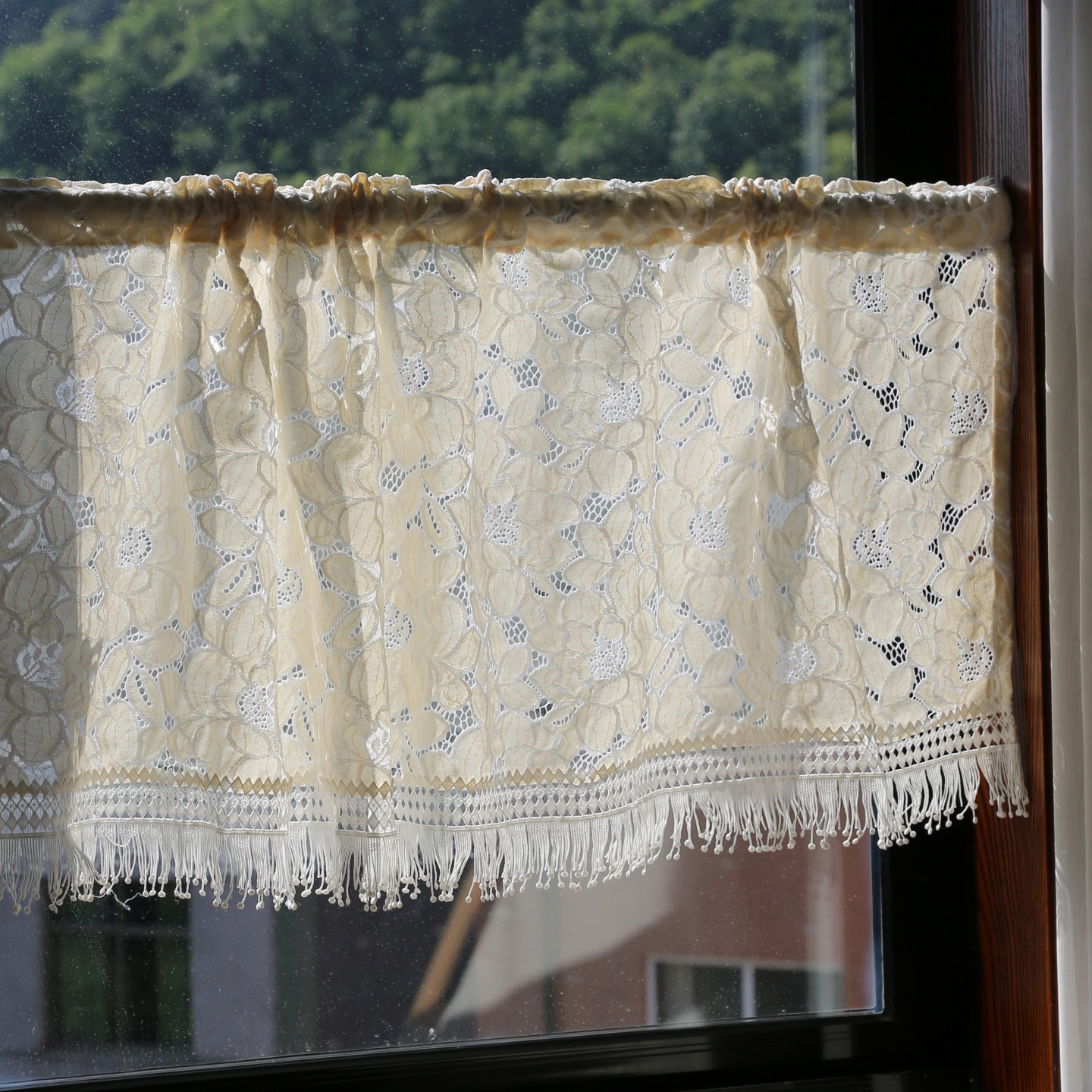 French Embroidery Hollow Fabric Half Curtain Cabinet Shelter Gauze Curtain Door Curtain Non-perforated Partition Short Curtain Cross-border New Style