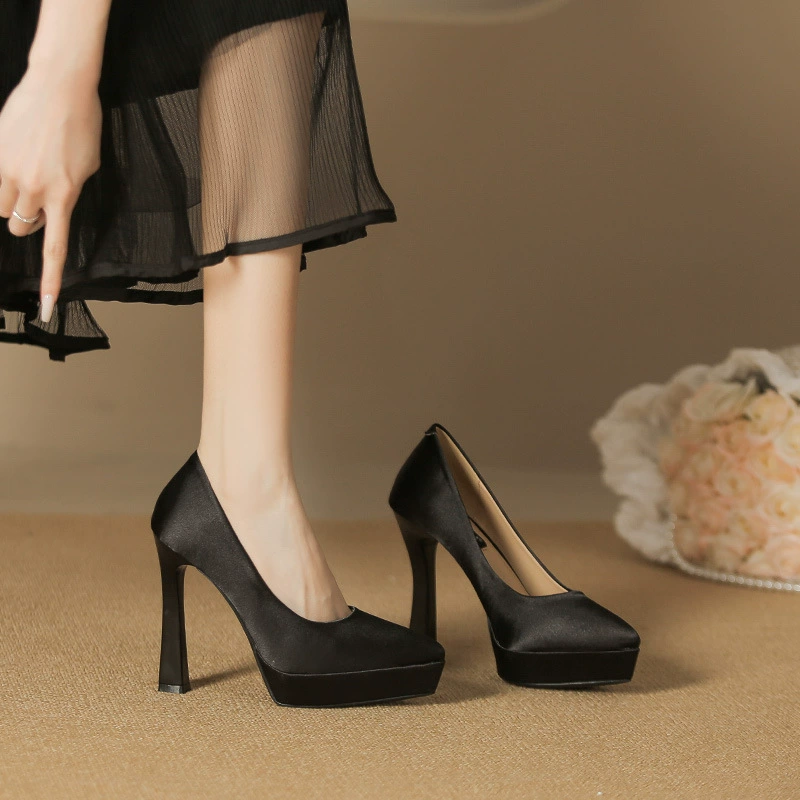 125-3 пикантные непромокаемые женские туфли на высоком каблуке-шпильке с острым носком, зима 2025 г., замшевые туфли на очень высоком каблуке без умерения ног