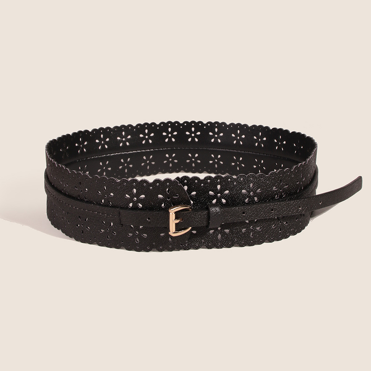Pu Leather Material Retro Flower Pu Leather Women's Leather Belts 1 Piece
