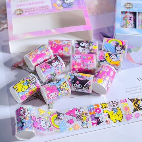 Wholesale Hand Journal Tape, Kuromi Sticker Tape, Sanrio Cartoon Tape, Sparkling Laser Tape, Hand Journal Supplies