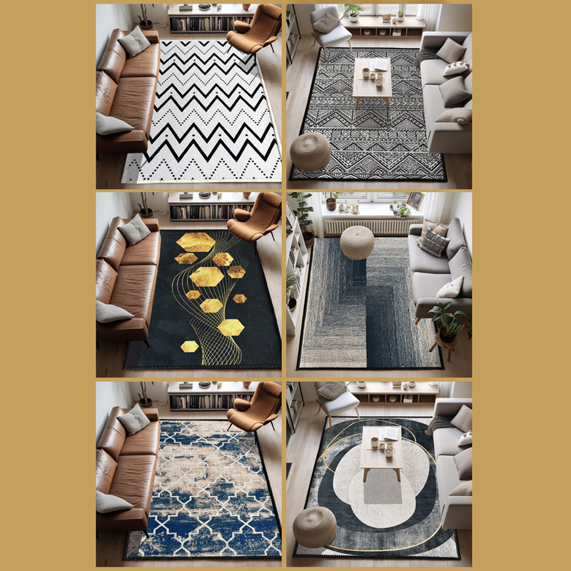 Sala de estar dormitorio simple europeo retro gradiente geométrico decoración alfombra grande alfombra de cristal terciopelo absorbente antideslizante alfombra