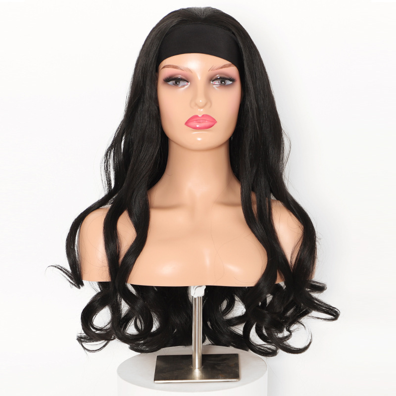 2020 New Style Wig African Headband Long Curly Hair Synthetic Fiber High-Temperature Silk Headband-Style Long Bangs