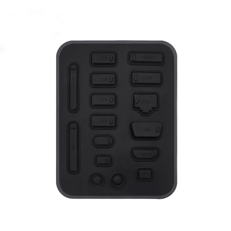 Enchufe de polvo portátil 16 tabletas traje USB enchufe de silicona HDMI puerto de red RJ45 sellado de audio Universal