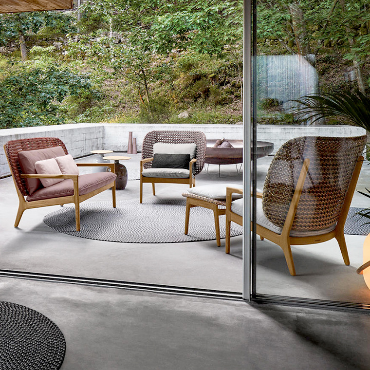 Sofá al aire libre mesa de centro combinación villa patio jardín ocio silla de ratán balcón al aire libre impermeable protector solar muebles de ratán image 5