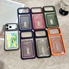 新品跨境IP17Pro手机壳卡包适用 苹果16promax保护套插卡镜头支架