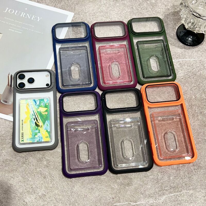 New Cross-Border Ip17Pro Phone Case with Card Holder Suitable for Apple 16 Pro Max Protective Cover with Card Slot and Lens Stand New Cross-Border Ip17Pro Phone Case with Card Holder Suitable for Apple 16 Pro Max Protective Cover with Card Slot and Lens Stand