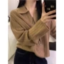 v领多色套头松弛毛衣