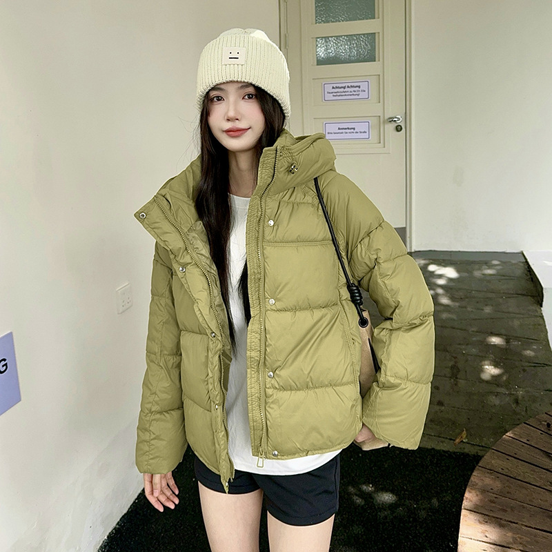Puff plumón mujer corto grueso 2025 estilo coreano tortuga pequeña ropa de espalda gruesa abrigo de algodón