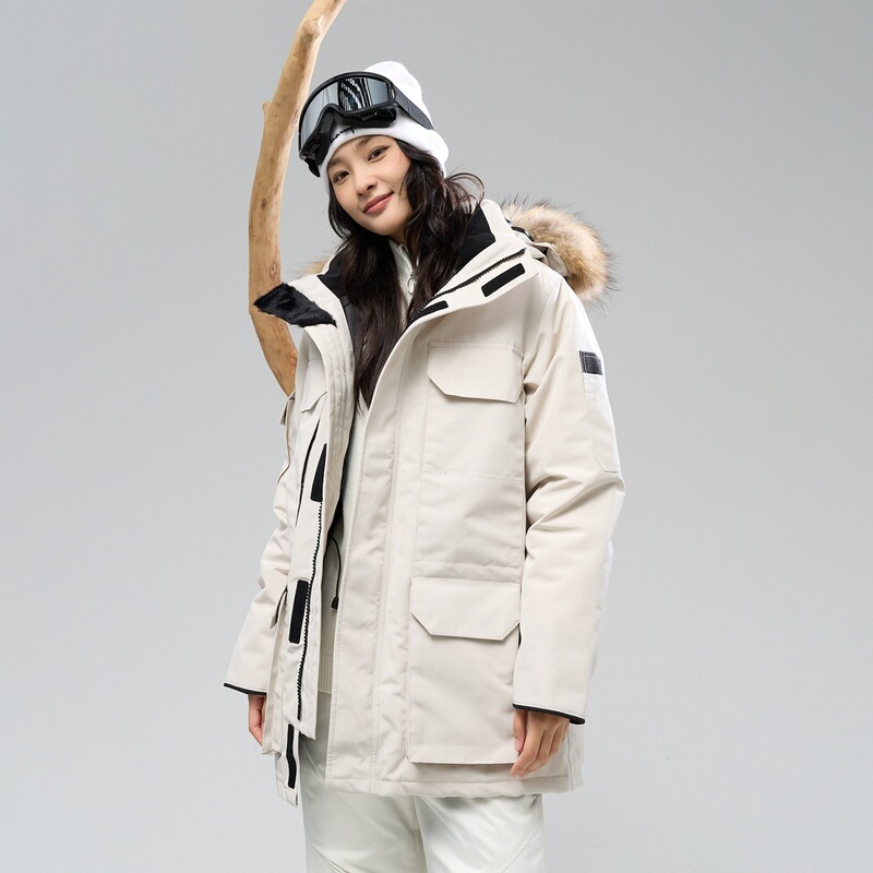 Yuxiaobai 2025 Autumn and Winter New Workwear Parka down Jacket Women's Workwear Outdoor Couple Style Windproof and Warm Extreme Cold