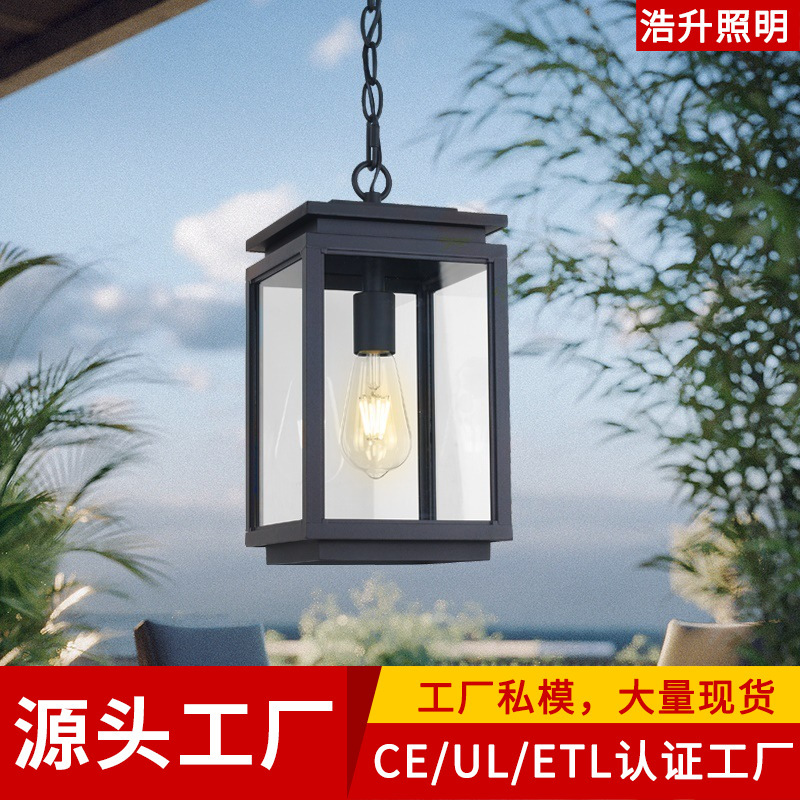 Outdoor waterproof chandelier gazebo courtyard garden sun room balcony lamp waterproof rust-proof simple entrance hall lamp