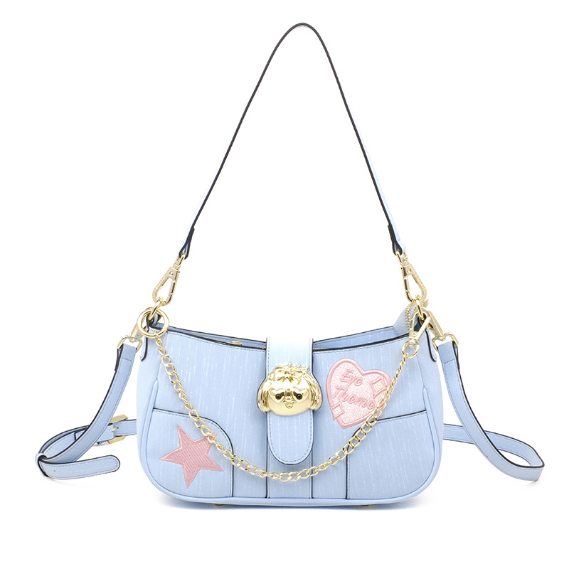 2025 dama bordada adorable tendencia PU suave cadena de pan de hombro cremallera estilo de moda 2822 #