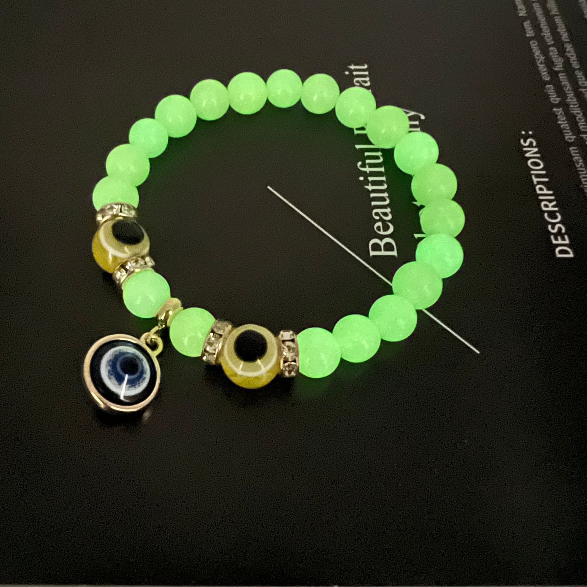 Retro Devilu0027S Eye natural stone Beaded Inlay Artificial Diamond Bracelets 1 Piece