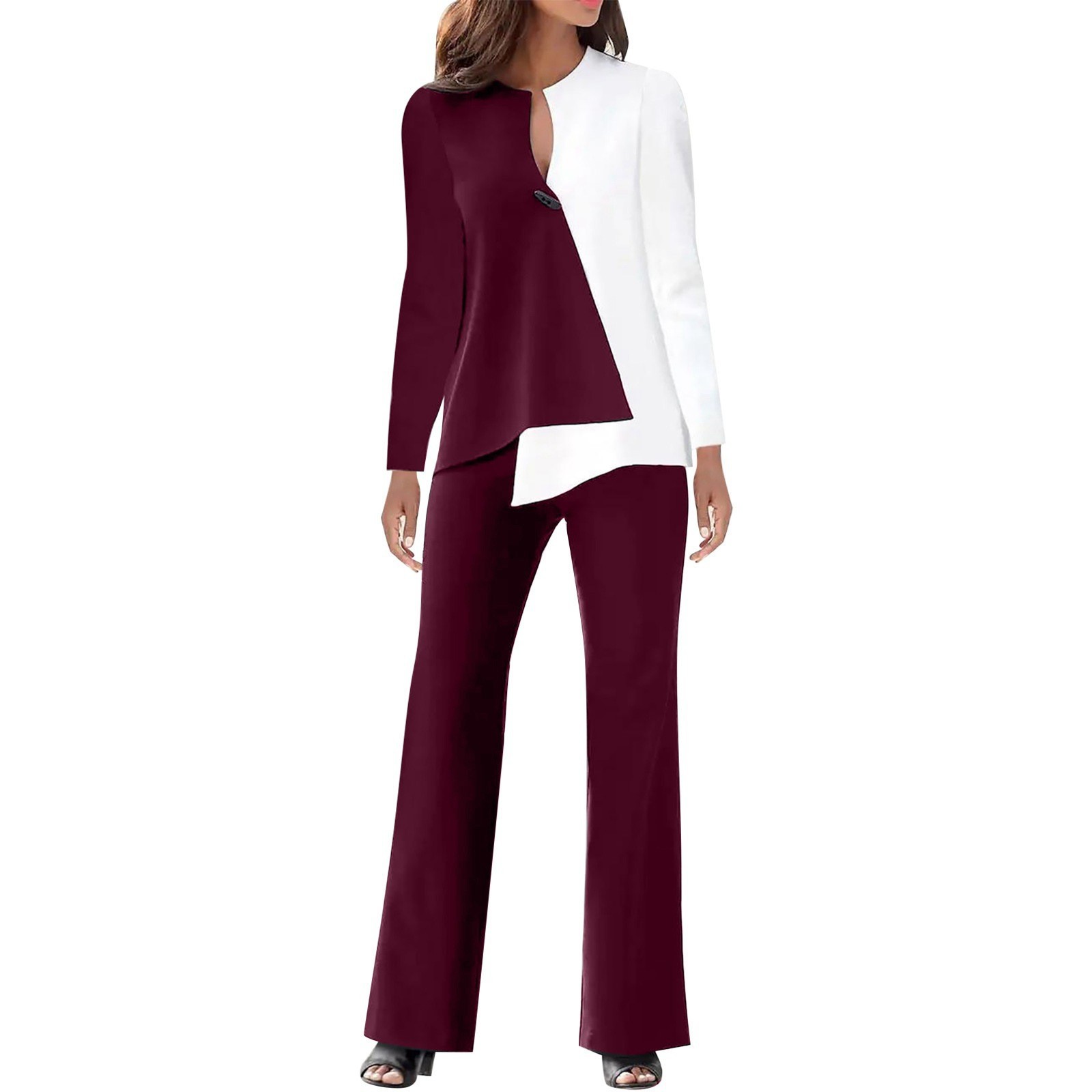 Elegant Colour-block Commuter Short Set For Autumn And Spring_voghion.com